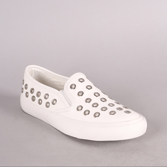 White metal accent leather slip on sneaker - Picture 3 of 5
